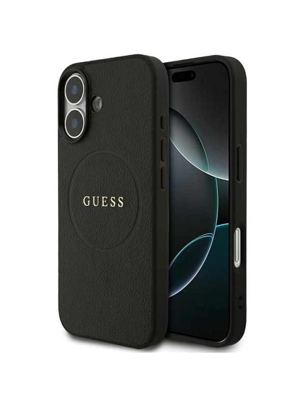 GUESS Grained Ring MagSafe case for iPhone 17 - black