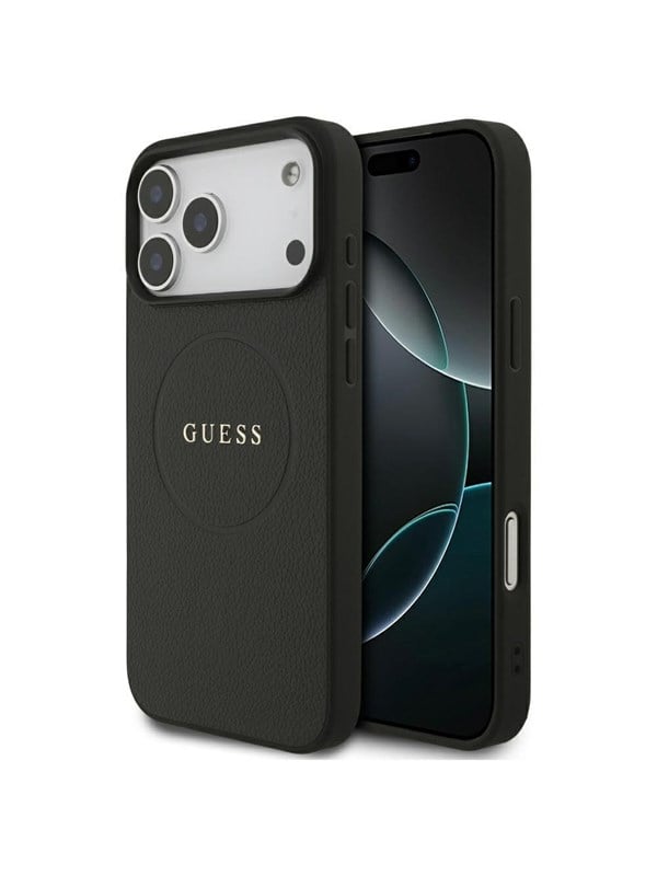 GUESS Grained Ring MagSafe case for iPhone 17 Pro Max - black