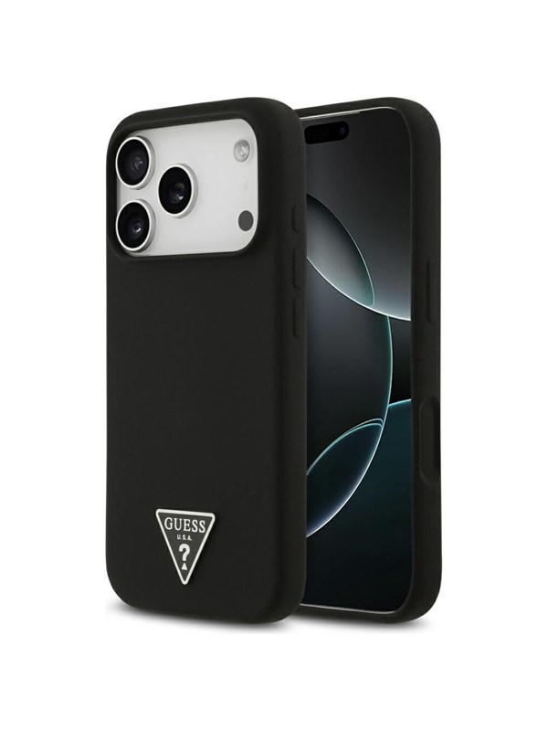 GUESS Silicone Triangle Logo MagSafe Case for iPhone 17 Pro - Black