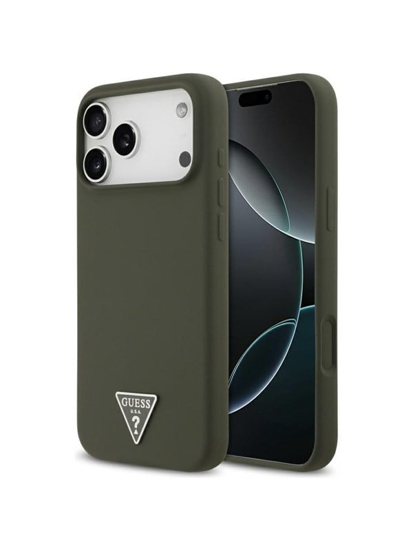 Etui Guess Silicone Triangle Logo MagSafe do iPhone 17 Pro Max / 18 Pro Max khaki