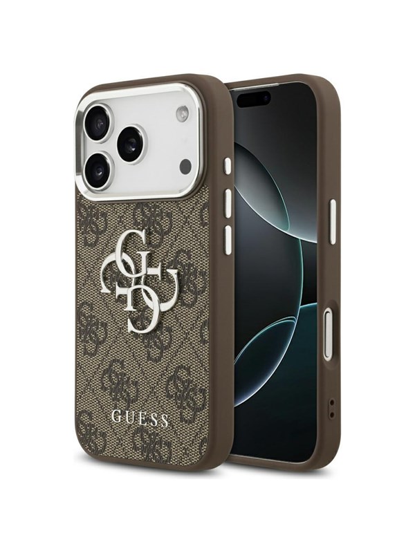 GUESS 4G Big 4G Classic Logo case for iPhone 17 Pro brown - silver