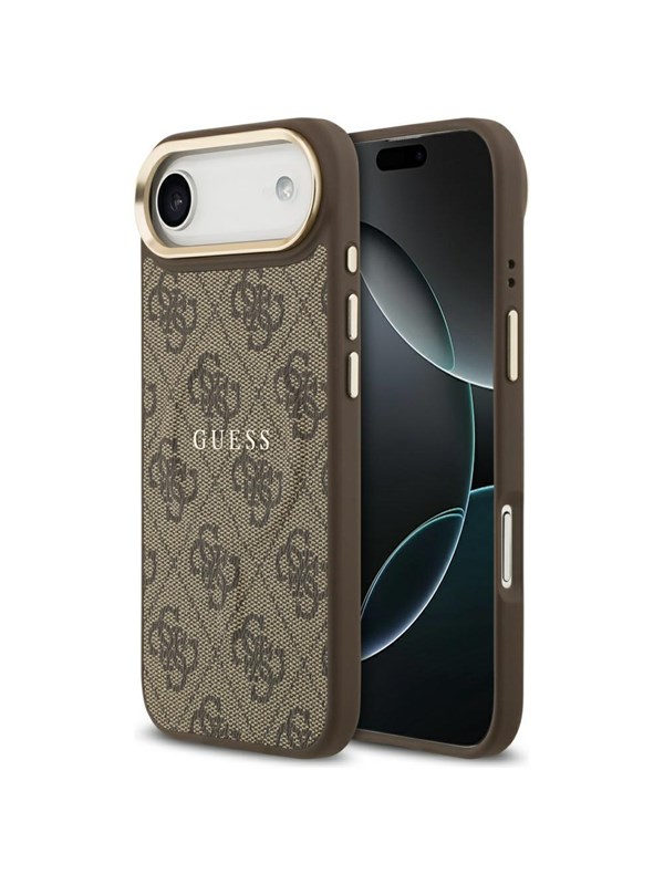 Guess Apple iPhone 17 Air Guess PU Leather 4G Gold Frame MagSafe Case Brown