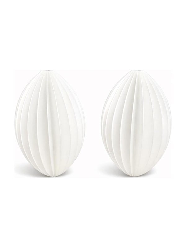 Simiu - Juleophæng - 6 cm - Oval - Silkehvid - 2 pak
