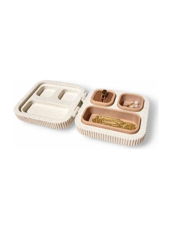 Simiu - JEWTRA - Smykke Rejseboks i beige marmor - 10,7 x 10,4 x 3cm