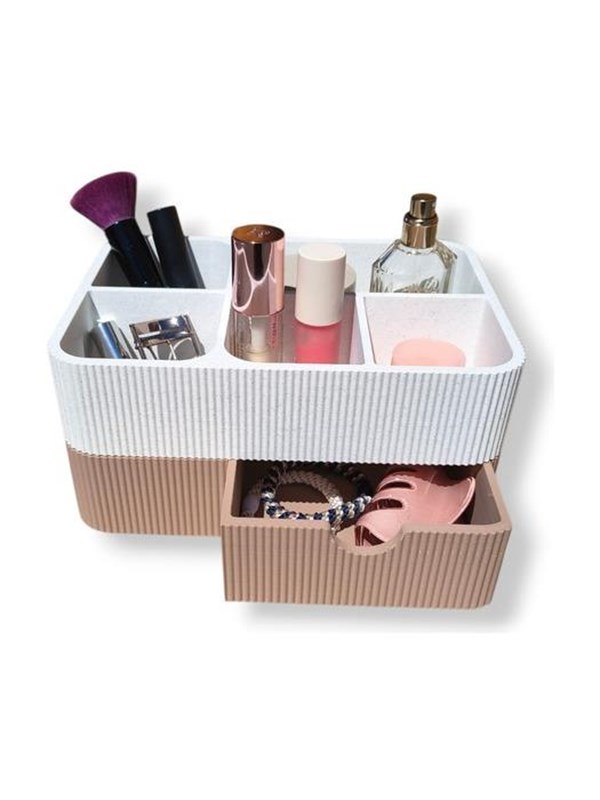 Simiu - Drawia - makeup opbevaring - Hvid-marmor/lerbrun