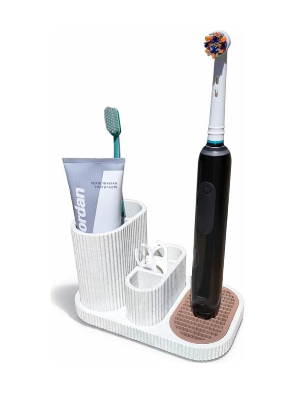 Simiu - DENTIA - Oral-B Tandbørste Opbevaring - Hvidmarmor/Lerbrun