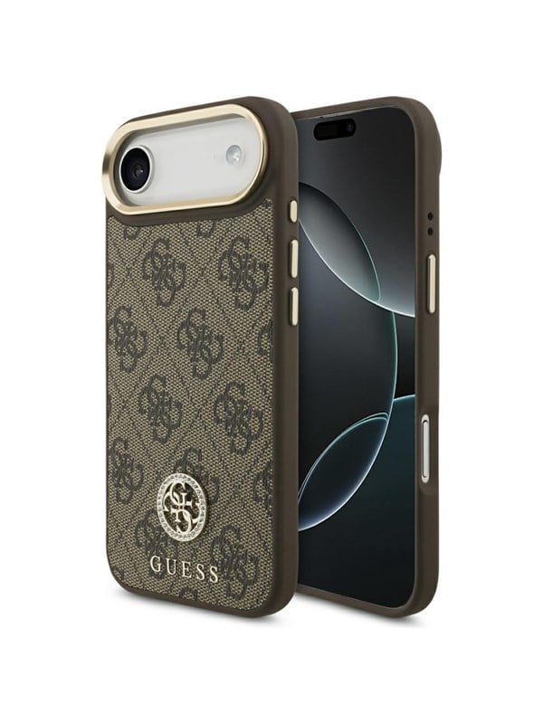 Guess Apple iPhone 17 Air Silicone case with MagSafe Strass Logo Brown