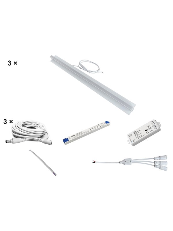 HiluX Troldtekt LED-sæt - 3 x PureLED 60 cm - 3000K - Inkl. 75W driver og Zigbee-dæmper