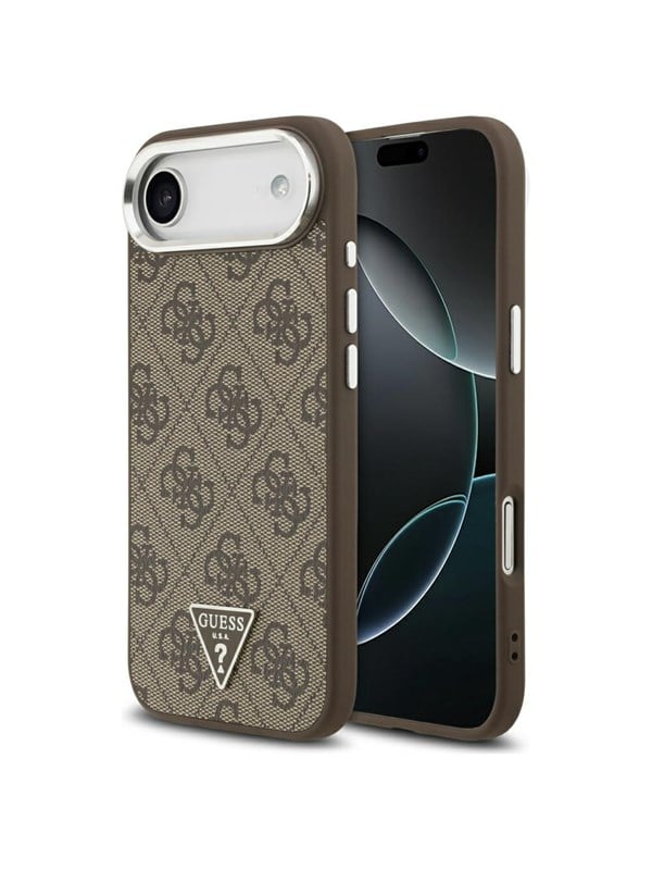 Etui Guess 4G Triangle Logo MagSafe do iPhone Air brazowy srebrny