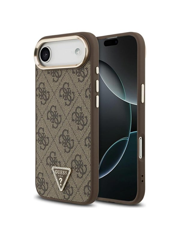 Etui Guess 4G Triangle Logo MagSafe do iPhone Air brazowy zloty