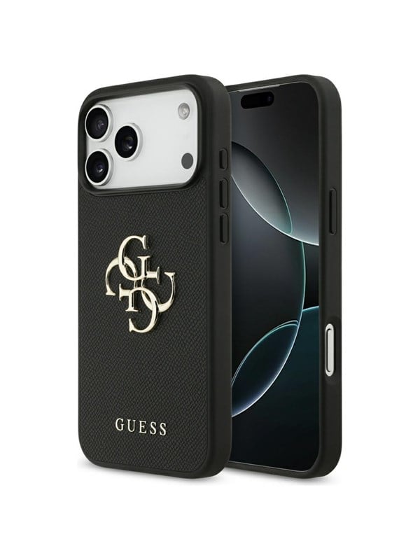 GUESS Grained Big 4G & Classic Logo case for iPhone 17 Pro Max - black