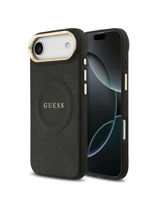 GUESS Peony Hot Stamp MagSafe Case for iPhone Air - Black
