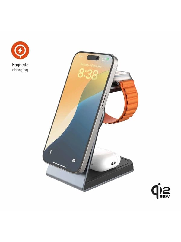 FIXED 3in1 Mag ALU 25W Qi2.2 Wireless Apple Charging station - Space Grey