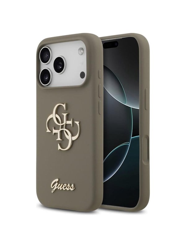 GUESS Silicone Big 4G Script Case for iPhone 17 Pro - Brown
