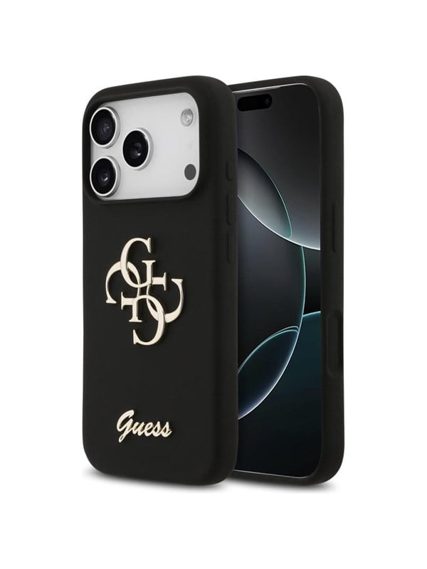 GUESS Silicone Big 4G Script Case for iPhone 17 Pro - Black