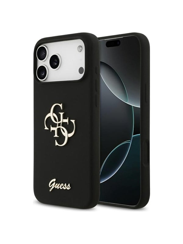 GUESS Silicone Big 4G Script Case for iPhone 17 Pro Max - Black