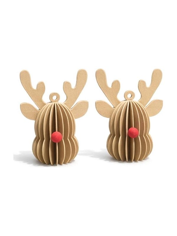Mumi3D juleophæng - rensdyr - beige - 9 cm - 2 stk.