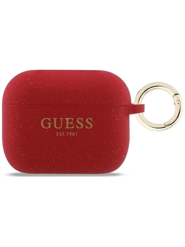 Guess etui i silikone med glitterring til Apple AirPods Pro 3, lilla