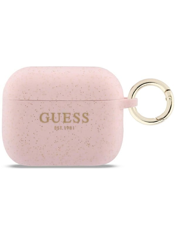 GUESS Silicone Glitter Ring Case for AirPods Pro 3 - Pink