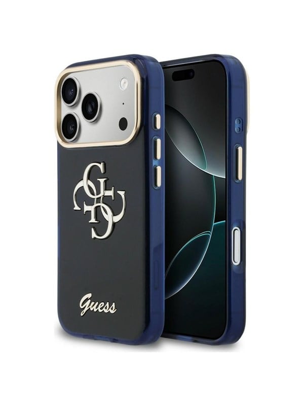 Etui Guess IML 4G Script Metal do iPhone 17 Pro niebieski