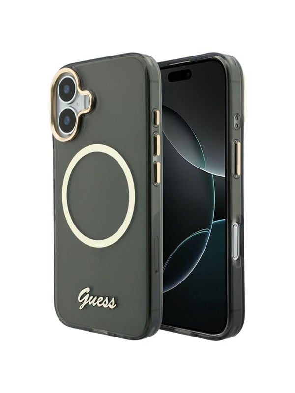 GUESS IML Script Metal MagSafe Case for iPhone 17 - Black