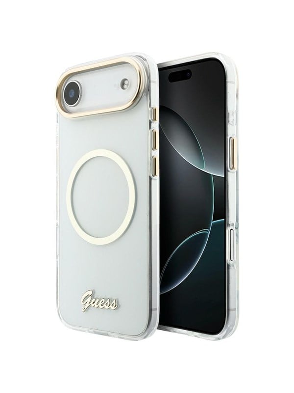 Etui Guess IML Script Metal MagSafe do iPhone Air przezroczysty