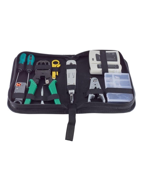 S-Impuls 10-Piece Network Tool Kit - RJ45 Crimper LSA Punch Down Tool & LAN Tester - with Bag