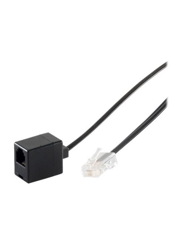 S-Impuls phone extension cable - 15 m - black - Sort - 15m