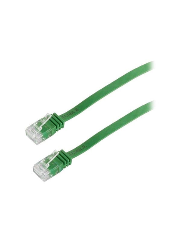 RJ45 Flatcable with CAT 7 Rawcable slim green 3m
