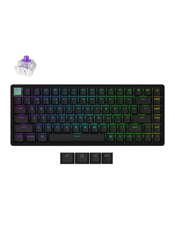 Keychron K2 HE - Tastatur - 75% - bagbelyst - trådløs - 2.4 GHz, USB, Bluetooth 5.2 - tastkontakt: Gateron Double-Rail Nebula (hot-swappable) - sort