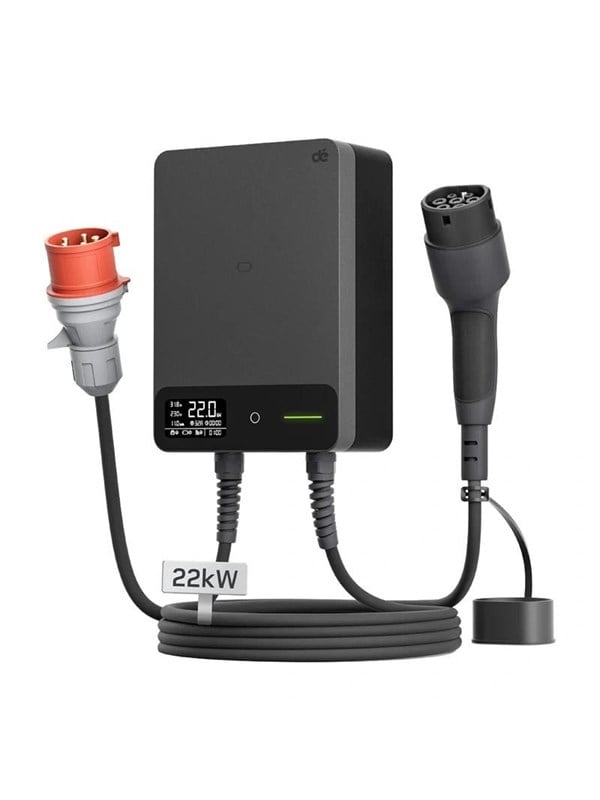 BREVE-oplader: Vægmonteret biloplader Wallbox dé 22 kW, 7 m