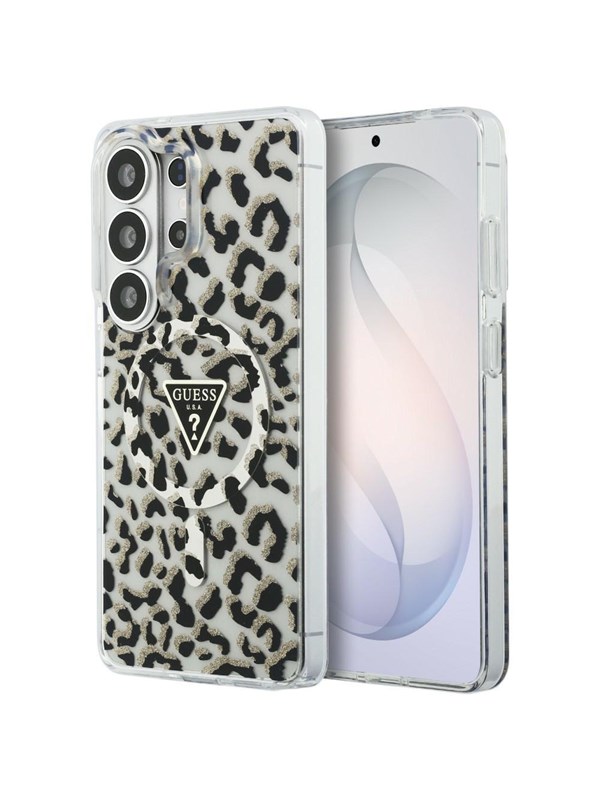 GUESS IML Leopard Print Triangle MagSafe Case for Samsung Galaxy S26 Ultra - Black
