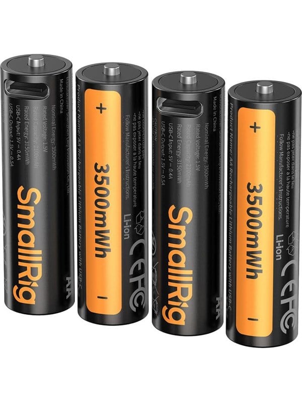 SmallRig 5768 Rechargeable Lithium Battery AA (2100mAh) with USB-C (4pcs)