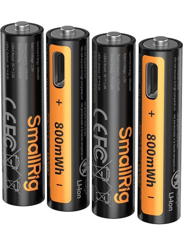 SmallRig 5769 Rechargeable Lithium Battery AAA (470mAh) with USB-C (4pcs)