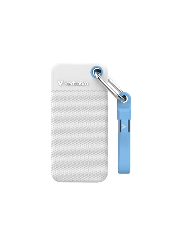 Verbatim Pocket - Color Edition - SSD - 1 TB - nøglering med kabeltilslutning - ekstern (bærbar) - M.2 - USB 3.2 Gen 2 (USB-C stikforbindelse) - hvid