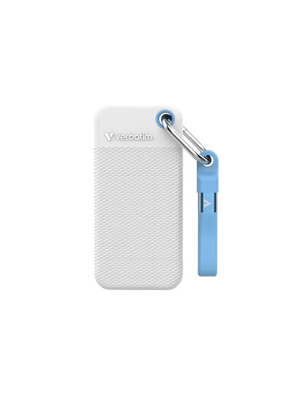 Verbatim Pocket - Color Edition - SSD - 1 TB - nøglering med kabeltilslutning - ekstern (bærbar) - M.2 - USB 3.2 Gen 2 (USB-C stikforbindelse) - hvid