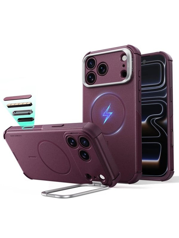 ESR Cyber ​​Tough Kickstand MagSafe case for iPhone 18 Pro Max / 17 Pro Max - dark cherry
