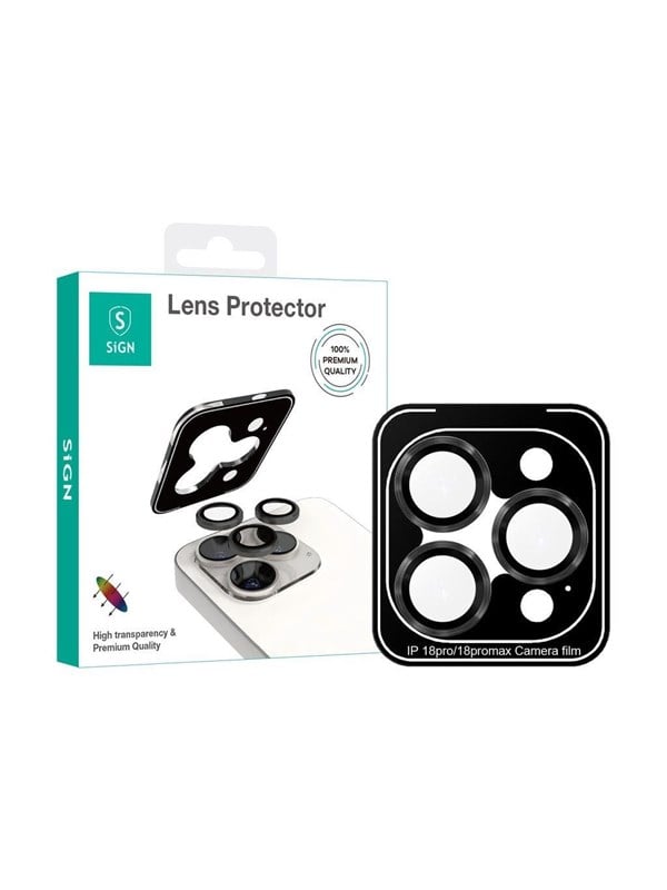 SiGN Tempered Glass Lens Protector for iPhone 18 Pro/18 Pro Max - Black/Transparent