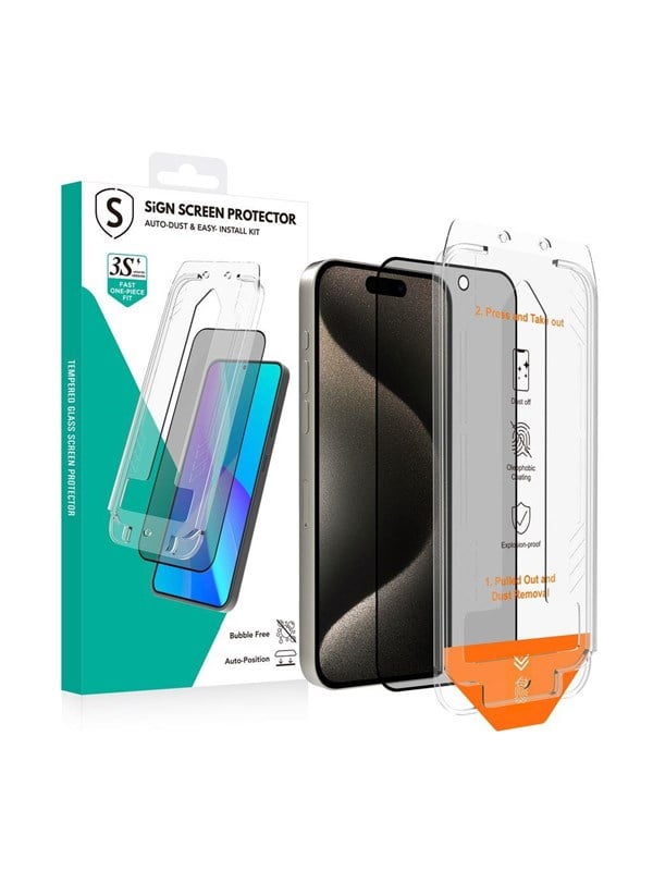 SiGN Privacy Screen Protector for iPhone 15 Pro - EZ Apply with Dust-Free Applicator