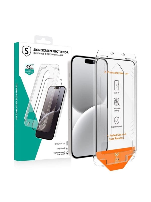 SiGN Screen Protector iPhone 16 - EZ Apply with dust-free applicator