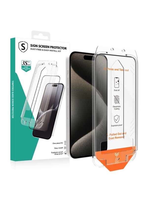SiGN Screen Protector iPhone 16 Pro Max - EZ Apply with Dust Free Applicator