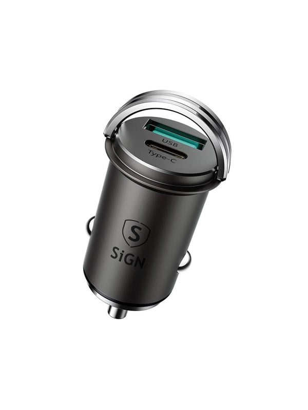 SiGN Mini Car Charger USB & USB-C PD & Q.C3.0 5A