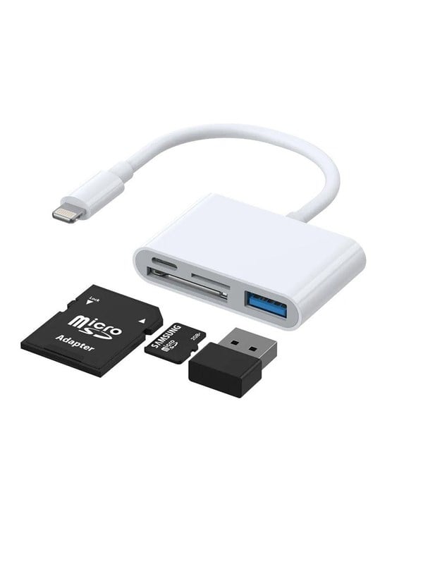 SiGN 4-in-1 Lightning to USB-A - SD/TF - Lightning - White USB hub