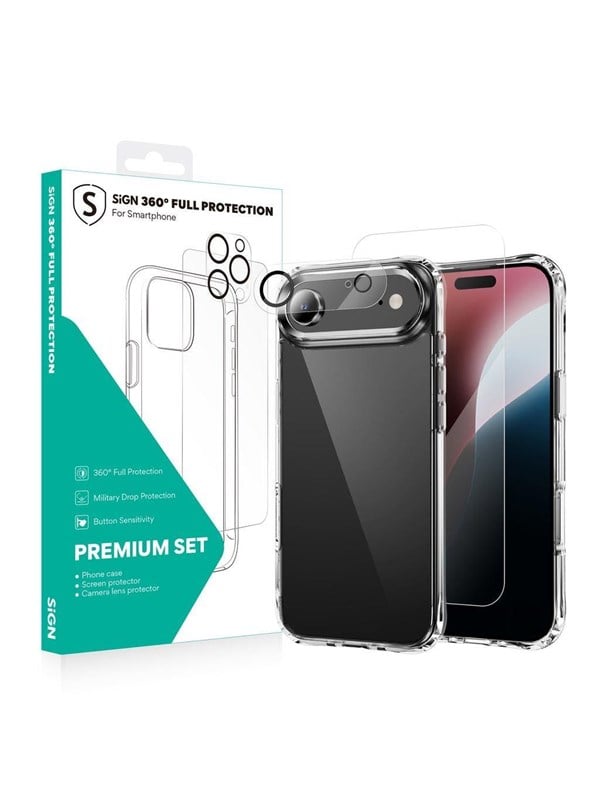SiGN 360 Komplet Beskyttelsespakkke med Skærm- og Kamerabeskyttelse til iPhone 17 Air