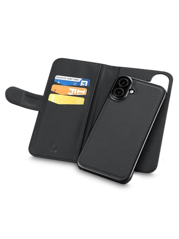 SiGN Wallet cover 2-in-1 for iPhone 16 - Black