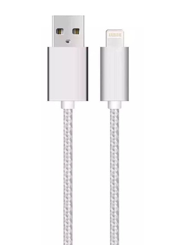 SiGN USB cable with Lightning for iPhone & iPad Silver/nylon - 2.4A - 1m