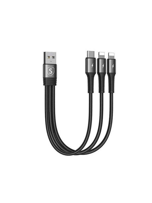 SiGN 3-in-1 Cable Lightning - USB-C - 0.15m - 3.5A - 20W - Black