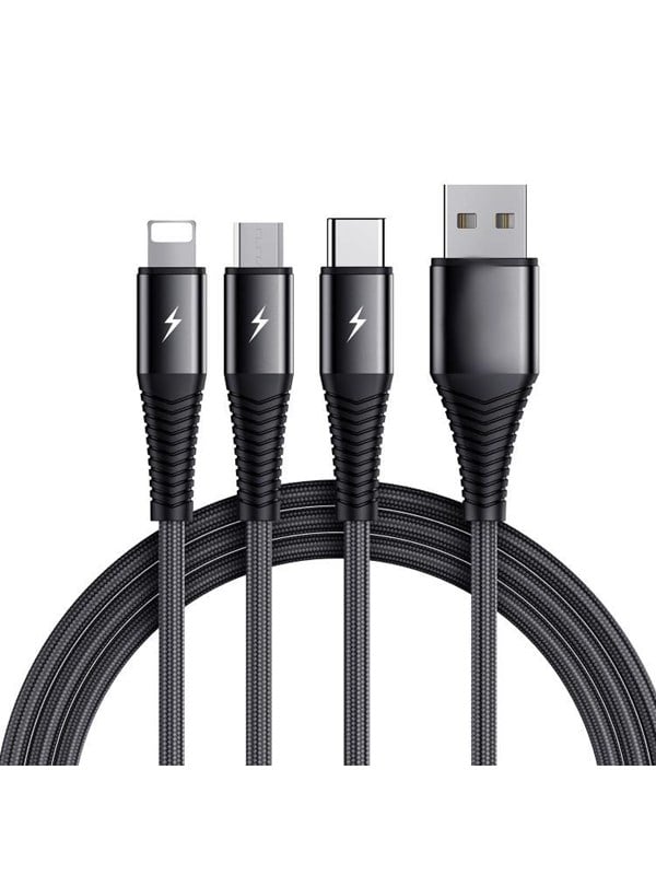 SiGN 3-in-1 Cable Lightning - USB-C - Micro-USB - 3A - 1.2m - Black
