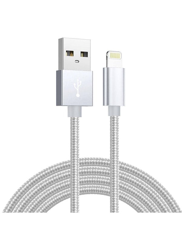 SiGN USB-A to Lightning Cable - 2.1A - 2m - Nylon - Silver