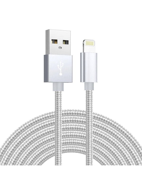 SiGN USB to Lightning Cable - 2.1A - 3m - Nylon - Silver